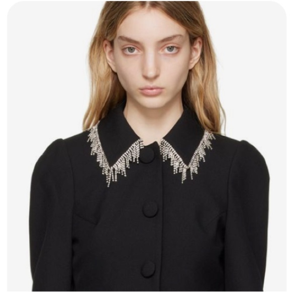Alexander Wang black studded wingd collar shirt in size 0